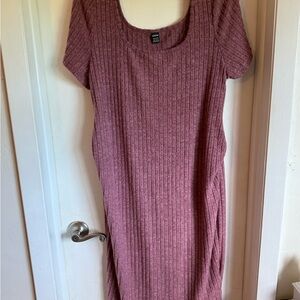 Elegant red maternity Ribbed Dress